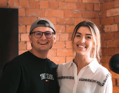 Stephen 'Beanz' Matthews and Emily posing for a snap