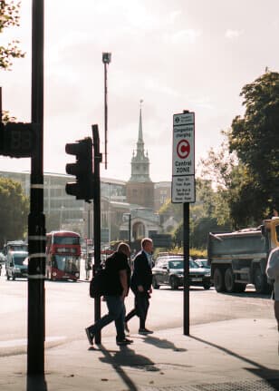 Walking through London and looking cool